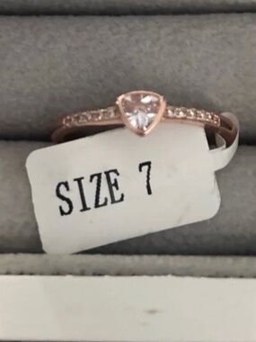 Charmed Aroma - Rose Gold Heart Solitaire Ring with Pave Band